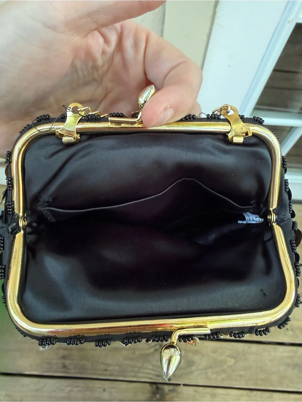Vintage 1960s Delill Hong Kong Handmade Beaded Bag Black